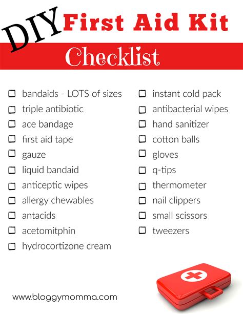Printable First Aid Checklist Template